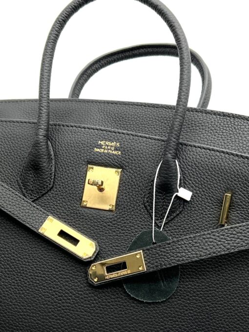 Женская сумка Hermes Birkin 35x26 см A109425 чёрная фурнитура золото - фото 7