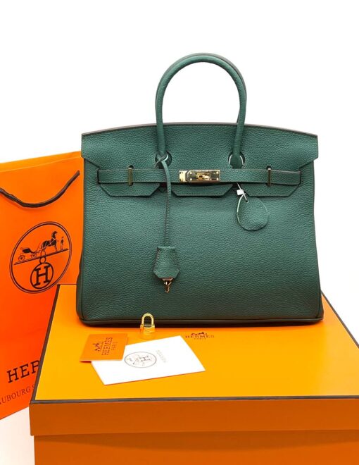 Женская сумка Hermes Birkin 35x26 см A109443 зелёная - фото 8