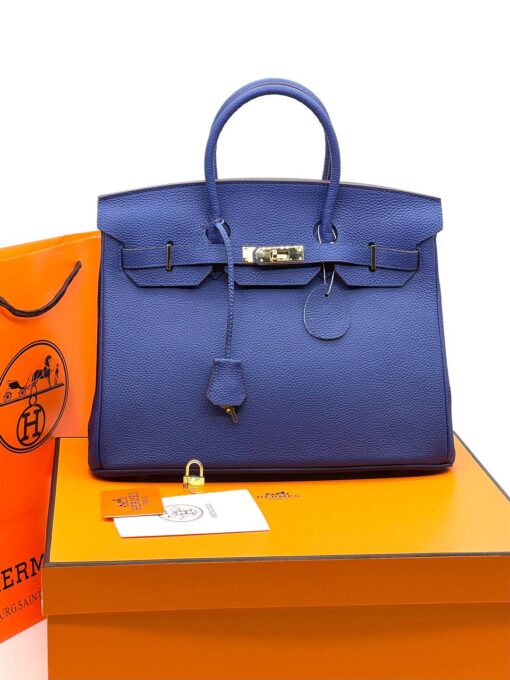 Женская сумка Hermes Birkin 35x26 см A109452 синяя - фото 9