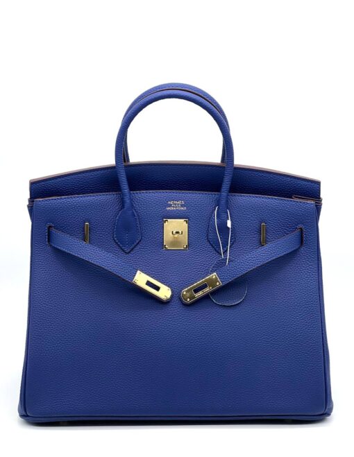 Женская сумка Hermes Birkin 35x26 см A109452 синяя - фото 5