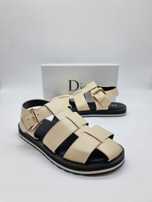 Мужские сандалии Dior Lather A109073 бежевые - фото 2