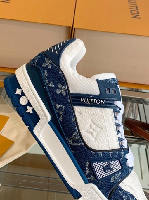 Кроссовки Louis Vuitton Trainer Premium A110649 White Blue - фото 1