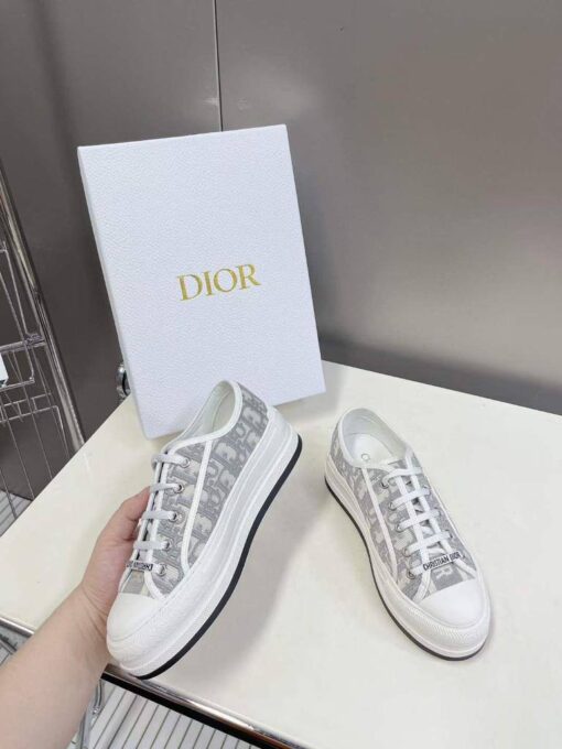 Кеды Christian Dior Walk'n'Dior Oblique на платформе серые - фото 2