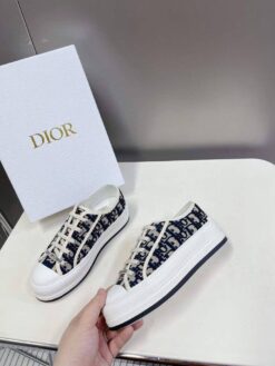 Кеды Christian Dior Walk’n’Dior Oblique на платформе бежевые с чёрным
