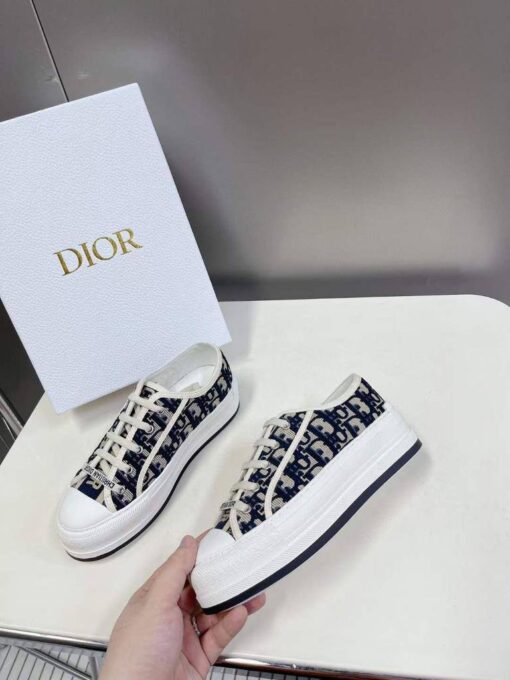 Кеды Christian Dior Walk'n'Dior Oblique на платформе бежевые с чёрным - фото 3