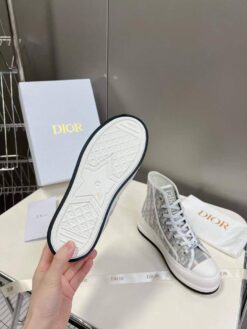 Кеды Christian Dior Walk’n’Dior Oblique высокие на платформе серые