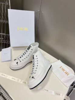 Кеды Christian Dior Walk’n’Dior Oblique высокие на платформе белые