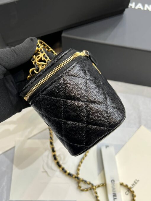 Косметичка Chanel Vanity Case из кожи Caviar 16/10/7 премиум-люкс чёрная - фото 7
