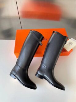 Сапоги осенние женские Hermes Jumping Boot H042138Z Premium Black