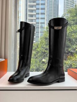 Сапоги осенние женские Hermes Jumping Boot H042138Z Premium Black