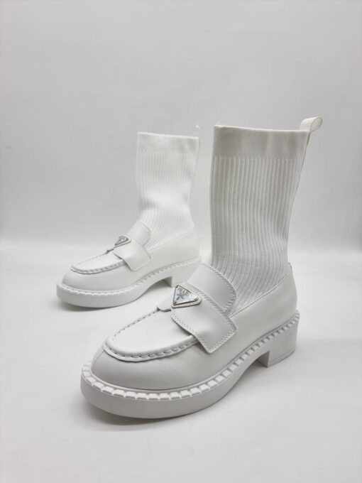 Туфли с чулками Prada A113101 белые - фото 1