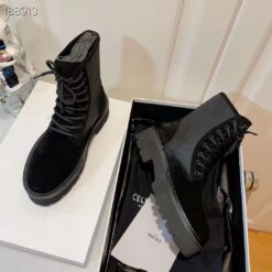Ботинки Celine Bulky Laced Up Boot In Nylon And Shiny Bull 345597004C Suede Black