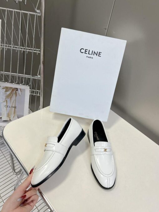 Туфли Celine Triomphe Loafer Malaquais In Polished Bullskin 354893602C White - фото 4