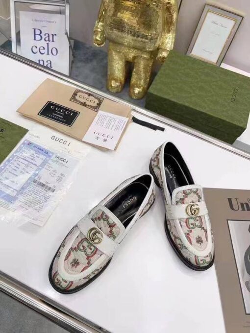 Туфли женские Gucci A113588 белые с узором - фото 4