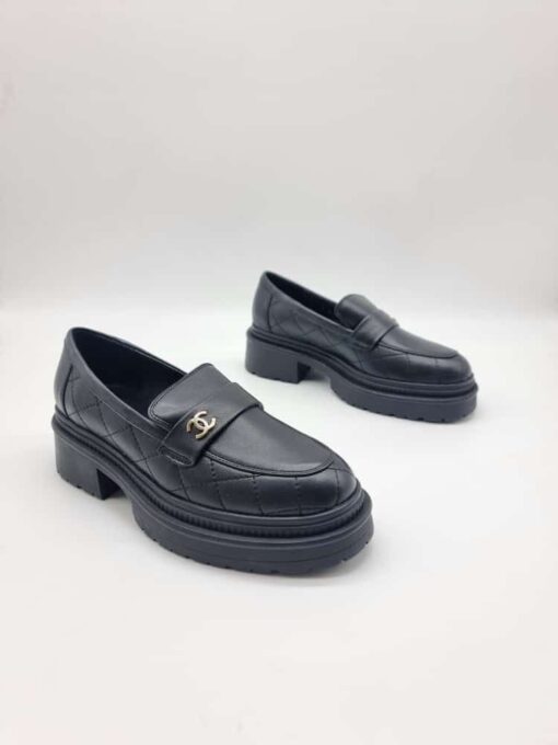 Туфли Chanel A113801 стёганые черные - фото 2
