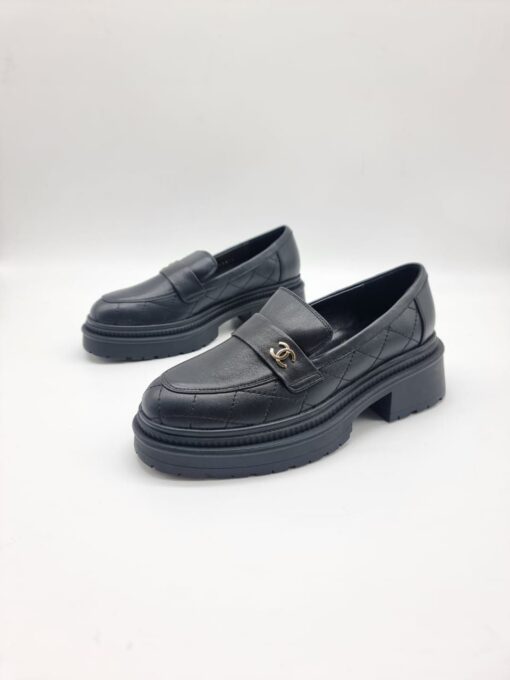 Туфли Chanel A113801 стёганые черные - фото 1