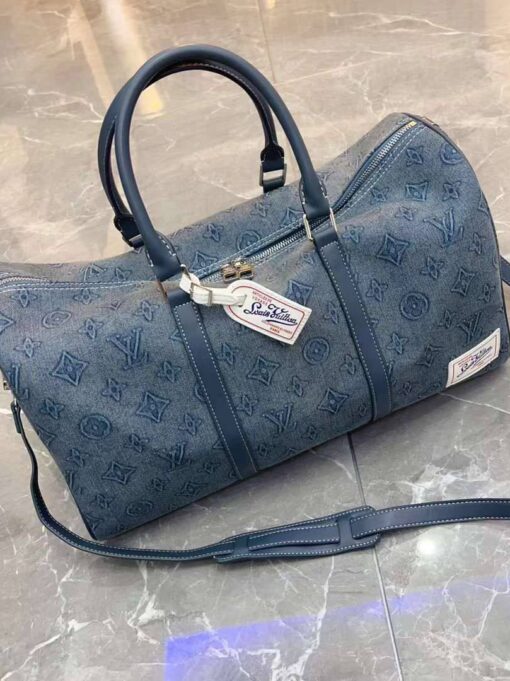 Дорожная сумка Louis Vuitton A113955 45/25/20 см серо-голубая - фото 1