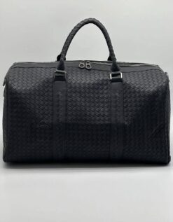 Дорожная кожаная сумка Bottega Veneta A114018 48/25 см черная