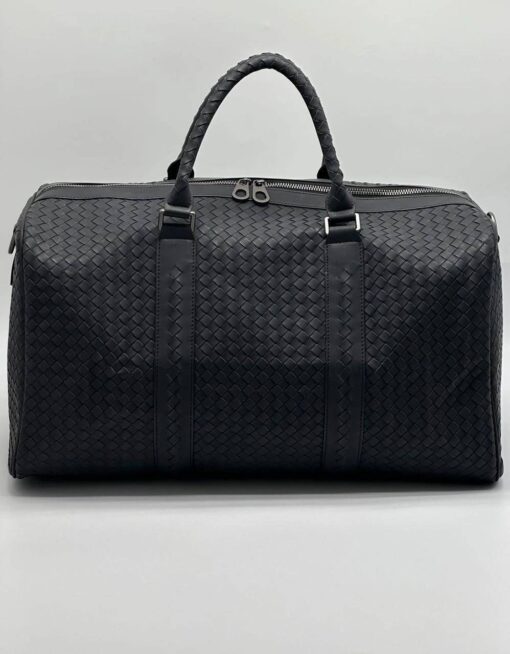 Дорожная кожаная сумка Bottega Veneta A114018 48/25 см черная - фото 2