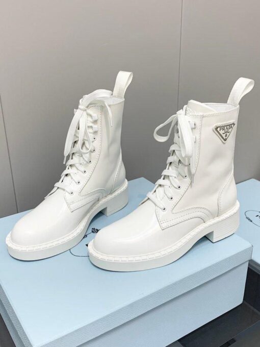 Ботинки Prada Brushed Rois Leather And Nylon 2UE011 White - фото 1
