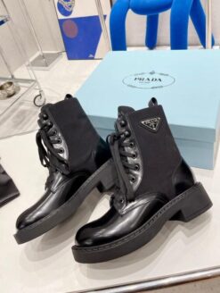 Ботинки Prada Brushed Rois Leather And Nylon 2UE011 Black