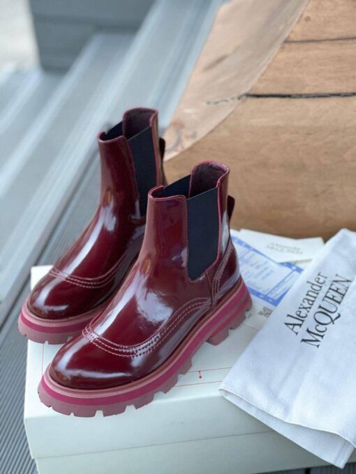 Ботинки женские Alexander McQueen A114642 лакированные бордовые - фото 3