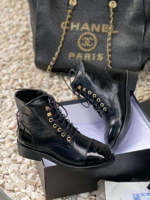 Ботинки женские Chanel A114672 чёрные - фото 1