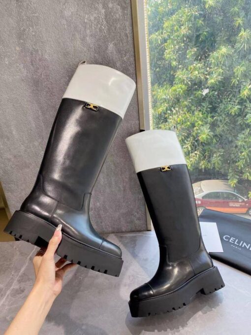 Сапоги Celine Bulky High Boot In Calfskin 351443755C Premium Black-White - фото 4