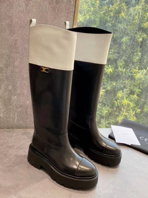 Сапоги Celine Bulky High Boot In Calfskin 351443755C Premium Black-White - фото 1