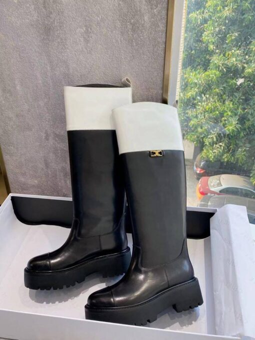 Сапоги Celine Bulky High Boot In Calfskin 351443755C Premium Black-White - фото 5