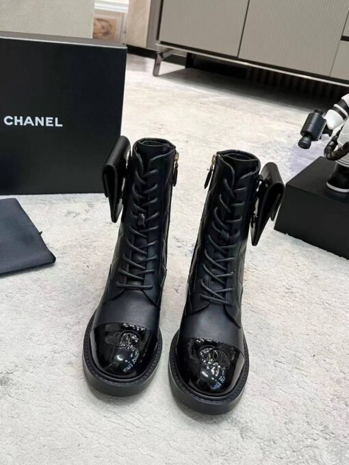 Ботинки женские Chanel A115562 с карманом чёрные - фото 2