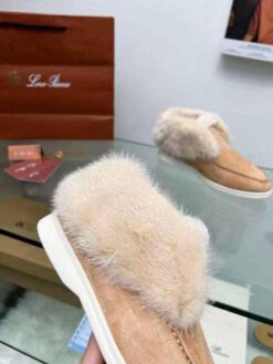 Ботинки женские зимние Лоро Пиано A115735 с мехом норки каштановые