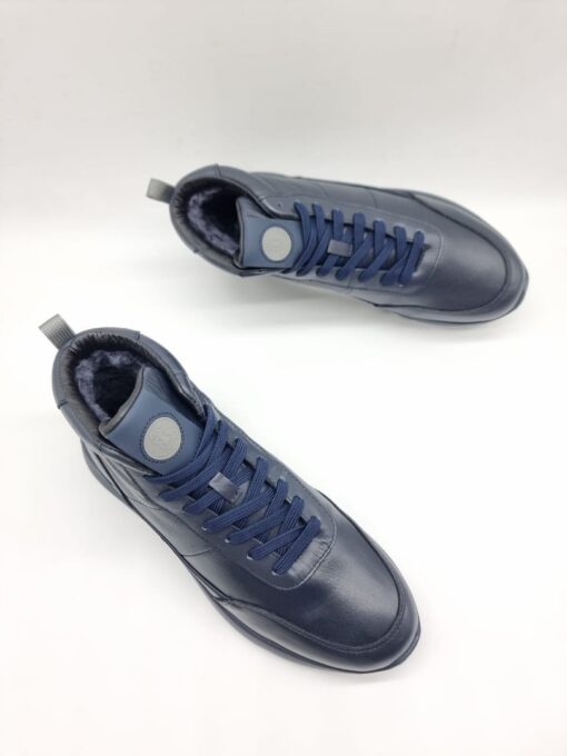 Мужские кроссовки Brunello Cucinelli  Mid A117273 зимние с мехом тёмно-синие - фото 4