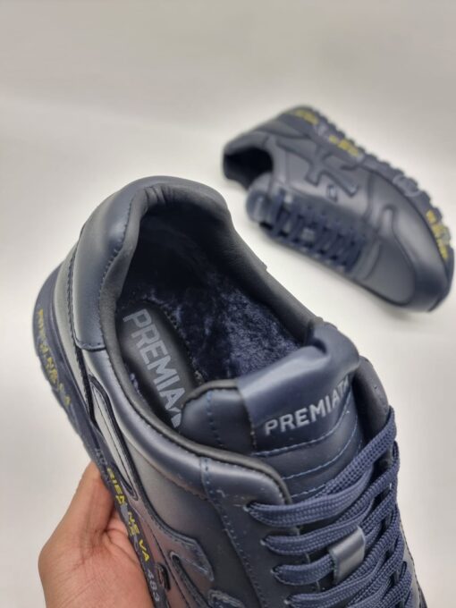 Мужские кроссовки Premiata A117609 зимние с мехом тёмно-синие - фото 4