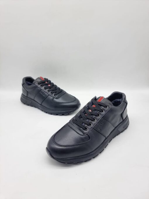 Мужские кроссовки Prada A117768 зимние с мехом чёрные - фото 4