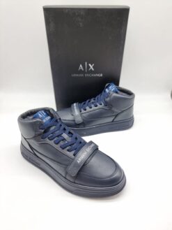 Мужские кроссовки Armani Exchange Mid A117249 зимние с мехом тёмно-синие