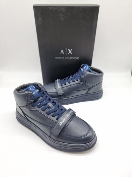 Мужские кроссовки Armani Exchange Mid A117249 зимние с мехом тёмно-синие - фото 4