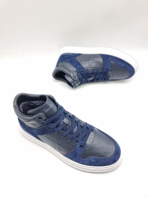 Мужские кроссовки Premiata Mid A117333 зимние с мехом синие - фото 4