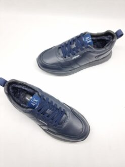 Мужские кроссовки Armani Exchange A117199 зимние с мехом тёмно-синие