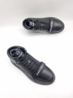 Мужские кроссовки Armani Exchange Mid A117237 зимние с мехом чёрные