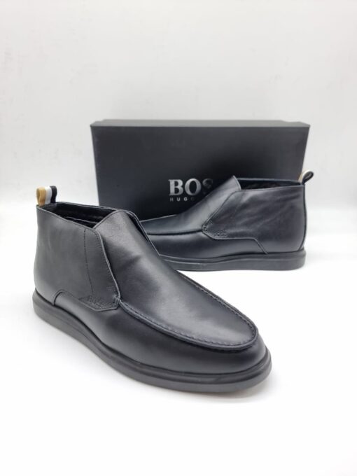 Мужские ботинки Hugo Boss A117524 зимние с мехом чёрные - фото 1
