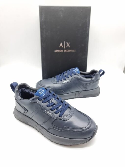 Мужские кроссовки Armani Exchange A117199 зимние с мехом тёмно-синие - фото 2