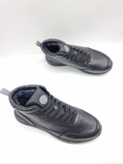 Мужские кроссовки Brunello Cucinelli  Mid A117285 зимние с мехом чёрные