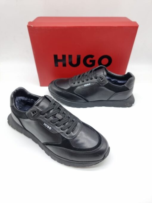Мужские кроссовки Hugo Boss A117731 зимние с мехом чёрные - фото 2