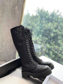 Сапоги Celine Bulky Laced Up Boot In Nylon And Shiny Bull 345597004L Black