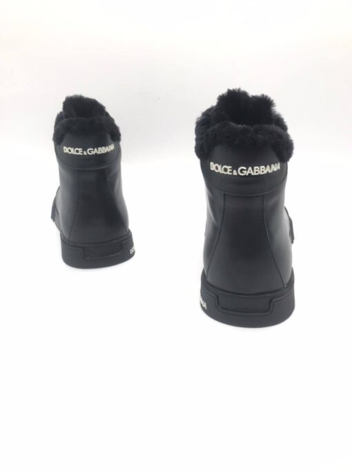 Кроссовки мужские Dolce & Gabbana Portofino A116319 высокие зимние с мехом черные - фото 2
