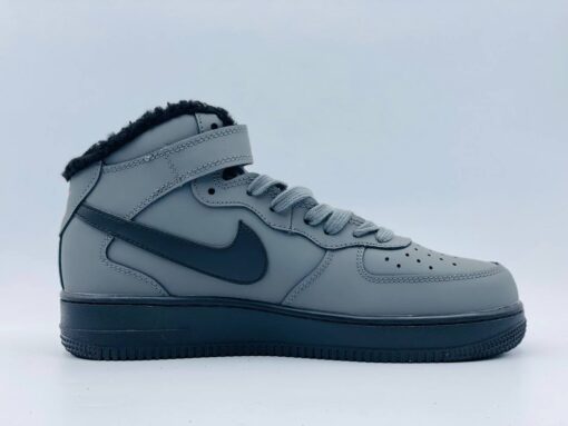 Кроссовки Nike Air Force 1 Mid A117001 Grey зимние с мехом - фото 5