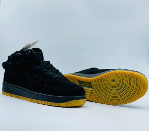 Кроссовки Nike Air Force 1 Mid A117045 Black зимние с мехом - фото 5