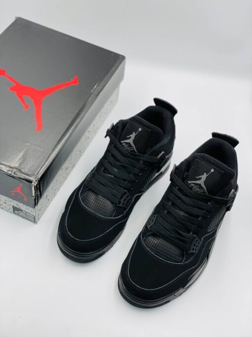 Кроссовки Nike Air Jordan 4 Retro Black зимние c мехом - фото 2