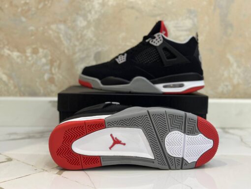 Кроссовки Nike Air Jordan 4 Retro Black Grey зимние c мехом - фото 2